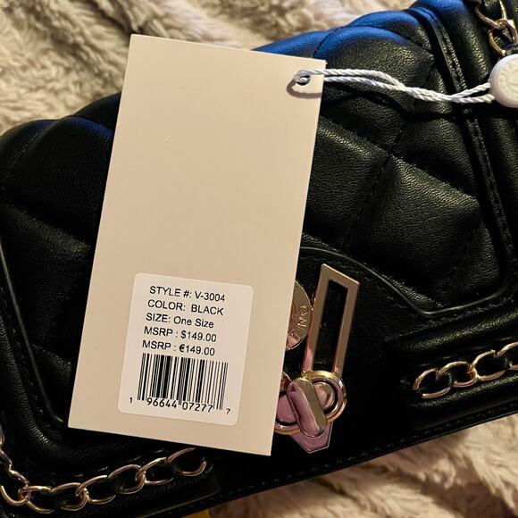 Valentino Orlandi Quilted Crossbody Bag Black Gold Chain New With Tags - Picture 7 of 9